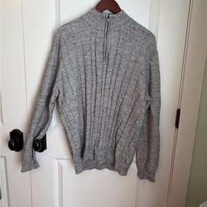 Gray Ribbed quarter zip Sweater